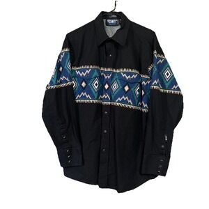 VTG Brooks‎ & Dunn Panhandle Slim Western Rodeo Cowboy Button Up Shirt Men's L